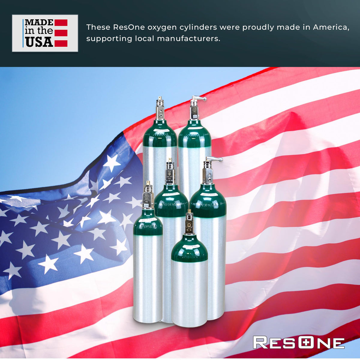 Portable Aluminum Medical Oxygen Cylinder, E Size, with CGA-870 Post Valve for Medical Use - Non-Sparking, Green Dome, Brushed Finish, 24.1 cf, Ships Empty, Prescription Required to Fill (6)