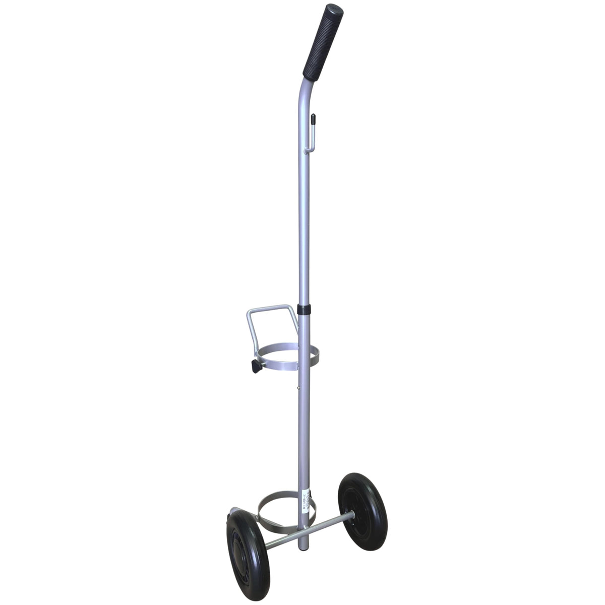 Lightweight Single D/E Oxygen Cylinder Cart , Adjustable Handle, Durable Powder-Coated Finish, Portable Oxygen Tank Cart with Wheels, Holds 1 D Size or E Size Cylinder (6)