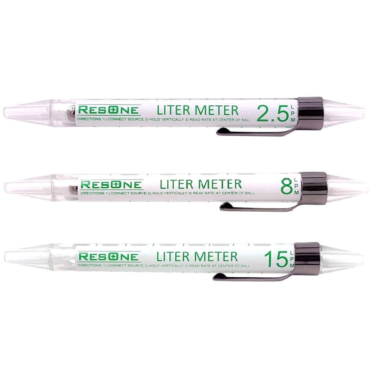 3pk Liter Meter Pens: Measure Oxygen Flow 0-15 LPM for Pediatric, Standard, High Flow- Compact Oxygen Flow Meter for Quick, Precise Flow Checks
