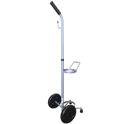 Lightweight Single D/E Oxygen Cylinder Cart , Adjustable Handle, Durable Powder-Coated Finish, Portable Oxygen Tank Cart with Wheels, Holds 1 D Size or E Size Cylinder (8)