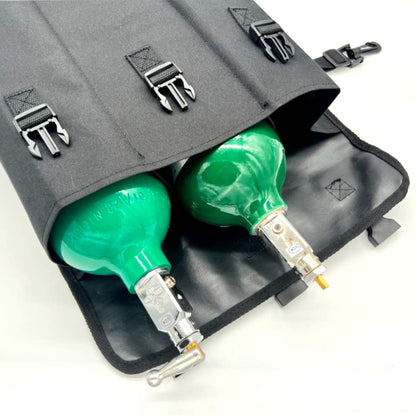Oxygen Tank Auto-Transport Carrier Bag for Car, Fits Size D and E Cylinders, Holds 3 Oxygen Tanks, Black Oxford Cloth Portable Oxygen Holder with LATCH Seat Compatibility, Rattle-Free Design
