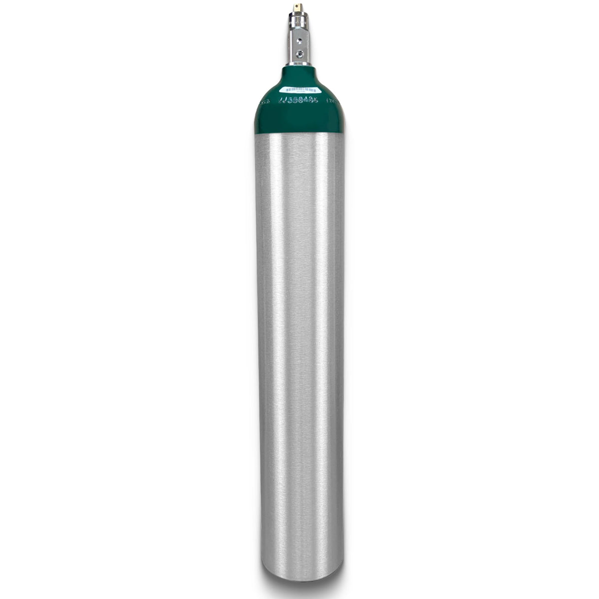 Portable Aluminum Medical Oxygen Cylinder, E Size, with CGA-870 Post Valve for Medical Use - Non-Sparking, Green Dome, Brushed Finish, 24.1 cf, Ships Empty, Prescription Required to Fill (2)