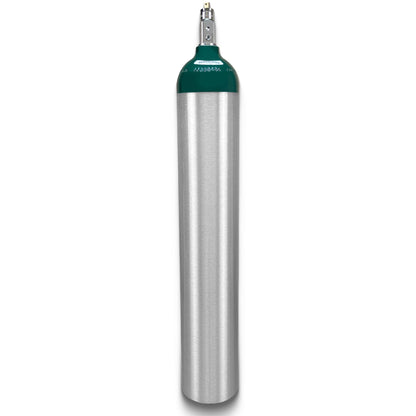 Portable Aluminum Medical Oxygen Cylinder, E Size, with CGA-870 Post Valve for Medical Use - Non-Sparking, Green Dome, Brushed Finish, 24.1 cf, Ships Empty, Prescription Required to Fill (2)