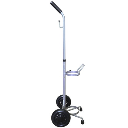 Lightweight Single D/E Oxygen Cylinder Cart , Adjustable Handle, Durable Powder-Coated Finish, Portable Oxygen Tank Cart with Wheels, Holds 1 D Size or E Size Cylinder (9)