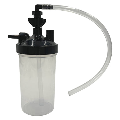 Oxygen Therapy Humidifier Bottle, 350ml w/Pressure Relief Valve & 12" Adapter Tubing