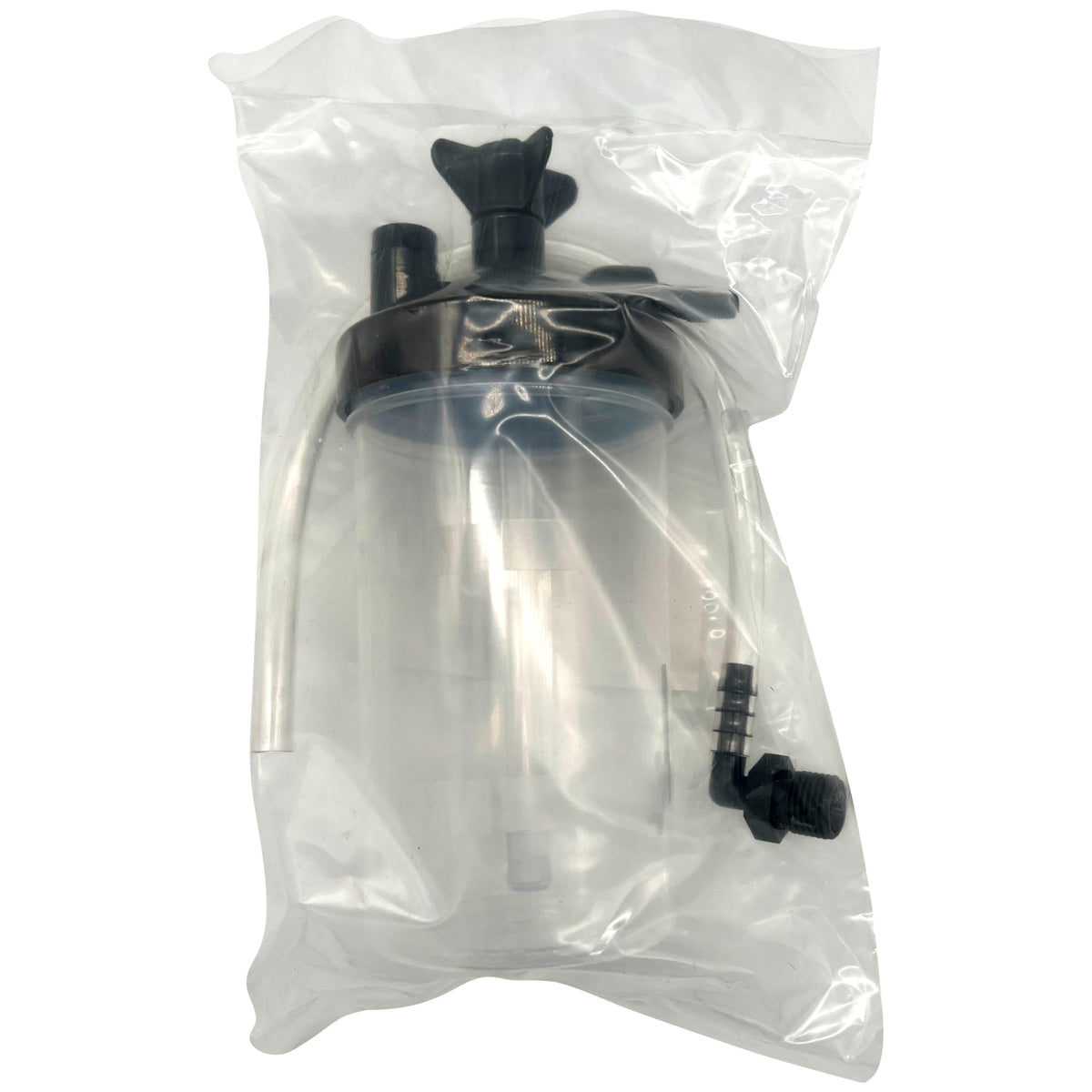 Oxygen Therapy Humidifier Bottle, 350ml w/Pressure Relief Valve & 12" Adapter Tubing