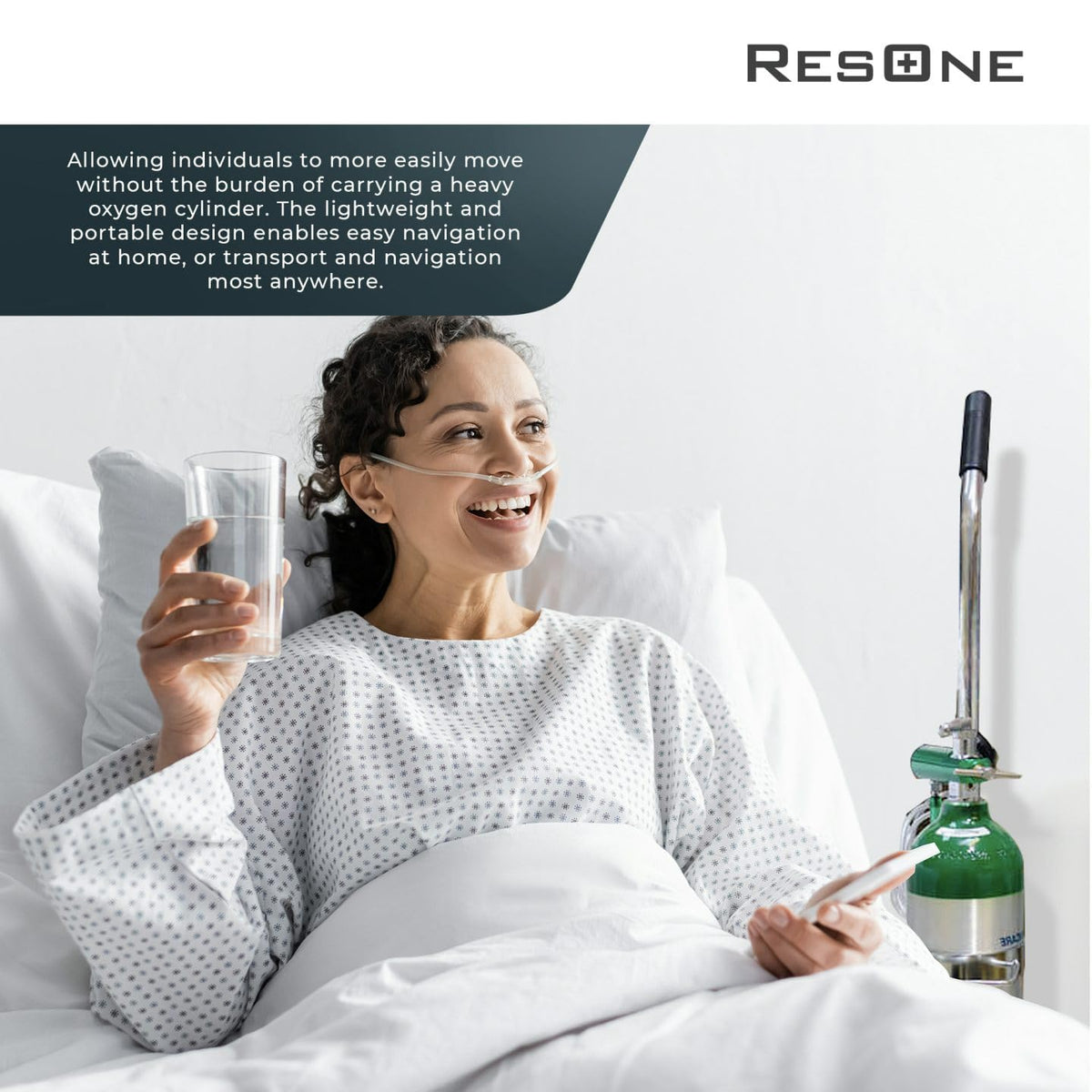 Lightweight Single D/E Oxygen Cylinder Cart , Adjustable Handle, Durable Powder-Coated Finish, Portable Oxygen Tank Cart with Wheels, Holds 1 D Size or E Size Cylinder (3)