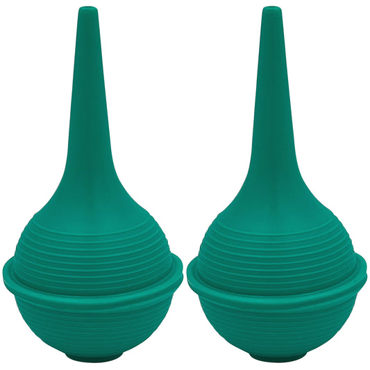 Sterile Rubber Bulb Syringe, 2 Pack, Green 1oz, Ear Wax Removal Ear Syringes For Baby & Adult Nasal Care, Sinus Rinse, Ear Syringes For Removing Ear Wax, Gentle Irrigation, Flat Bottom For Stability,