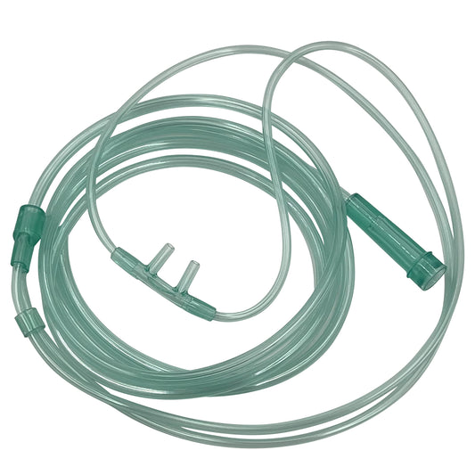 5pk Adult Oxygen Cannula, Tabbed Nose Piece, Straight Prongs, 6.5Ft Tubing
